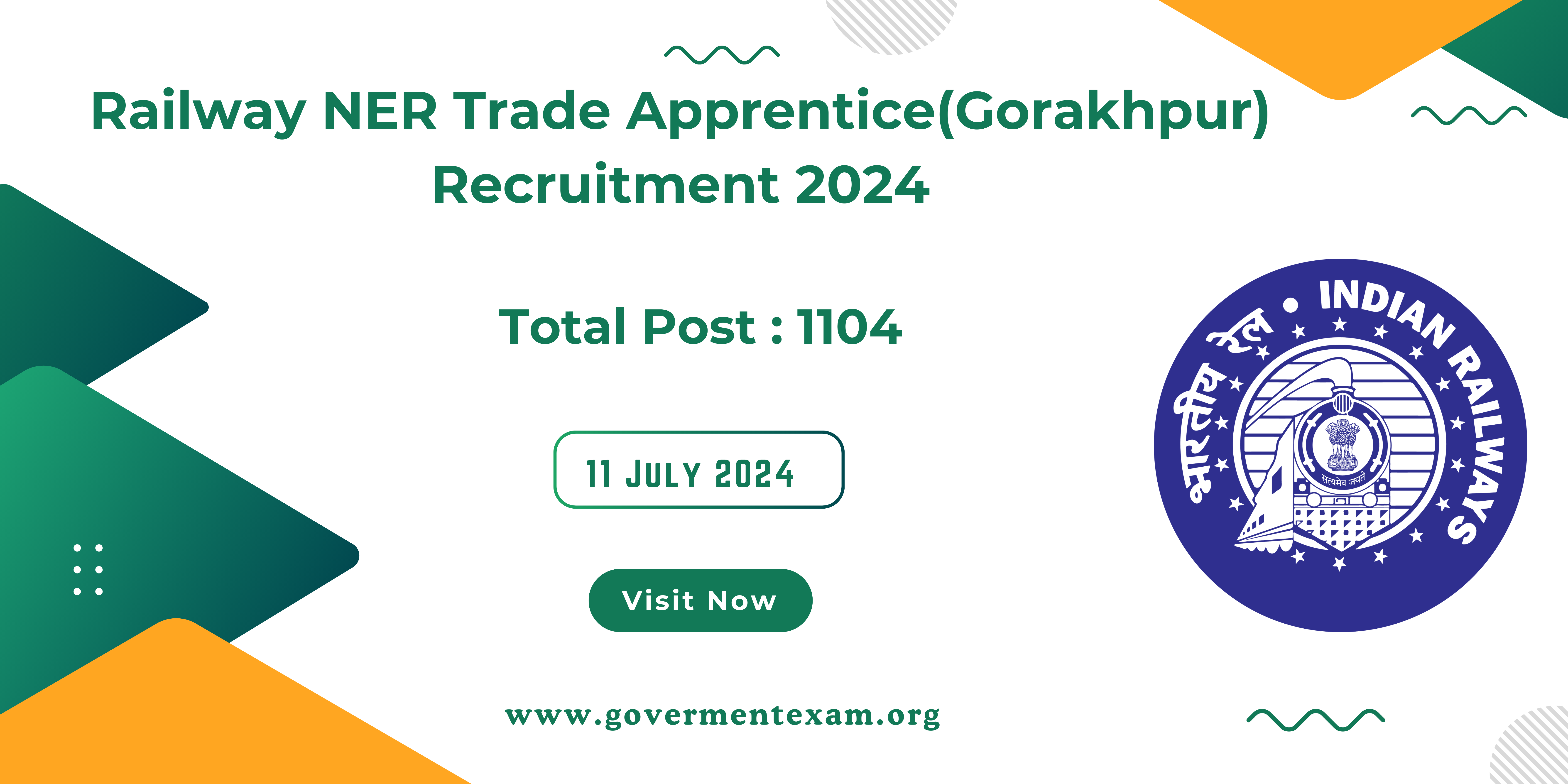 Railway NER Trade Apprentice (Gorakhpur) Recruitment 2024: Apply Online for 1104 Posts